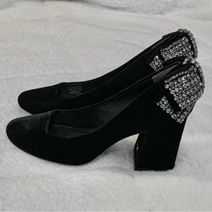 TORY BURCH Josephine Velvet 75mm Pumps Black Pattern Size 5